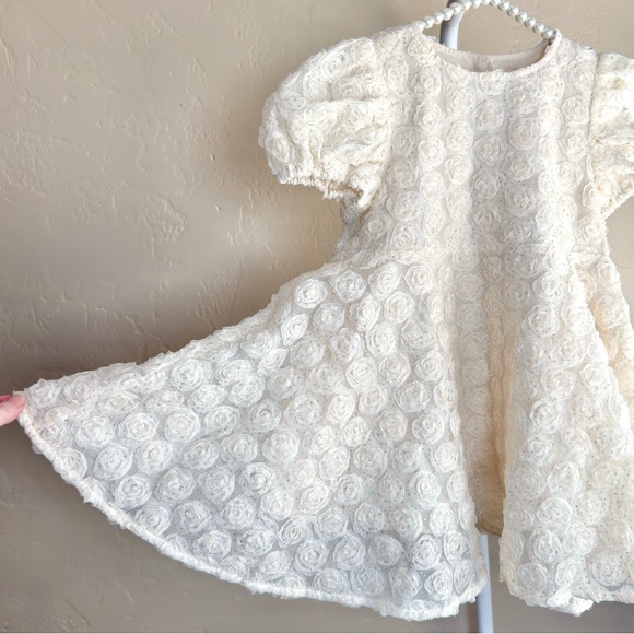 Konges Sløjd Ally Dress Girls 3Y Ivory Rosette Glitter Holiday Party - Picture 3 of 9